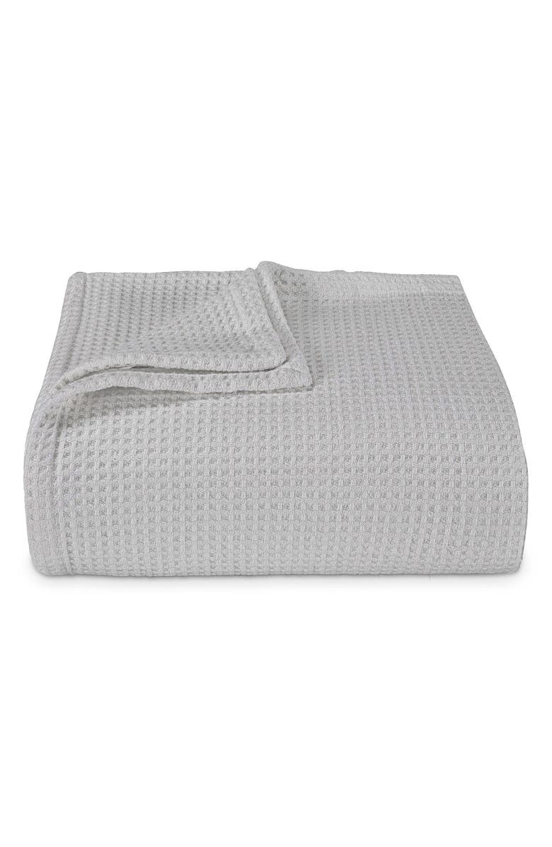 Vera Wang Waffle Weave Cotton Blanket, Main, color, Pale Grey