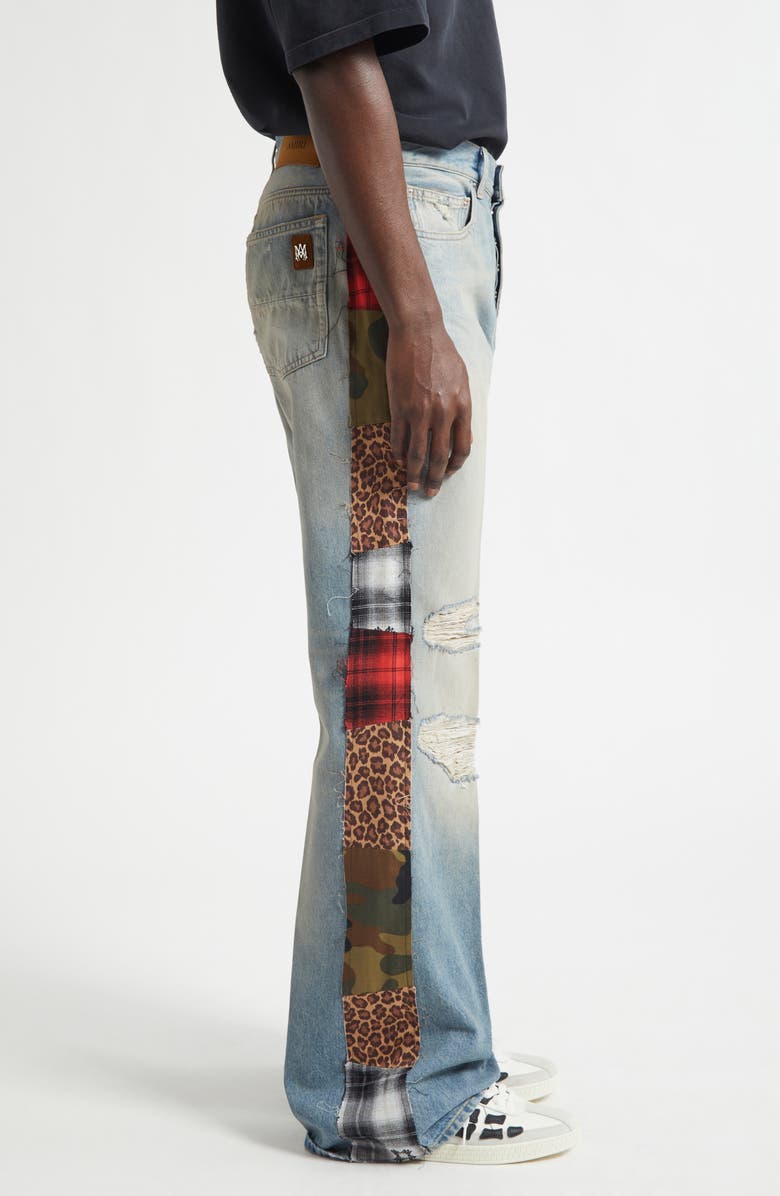 AMIRI Patchwork Bootcut Jeans, Alternate, color, Driftwood Blue