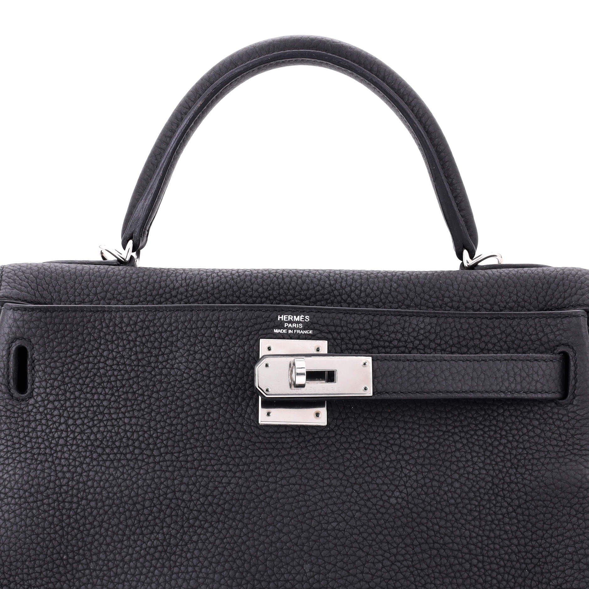 Pre-Owned Hermes Kelly Handbag Black Togo with Palladium Hardware 28, Alternate, color, Noir