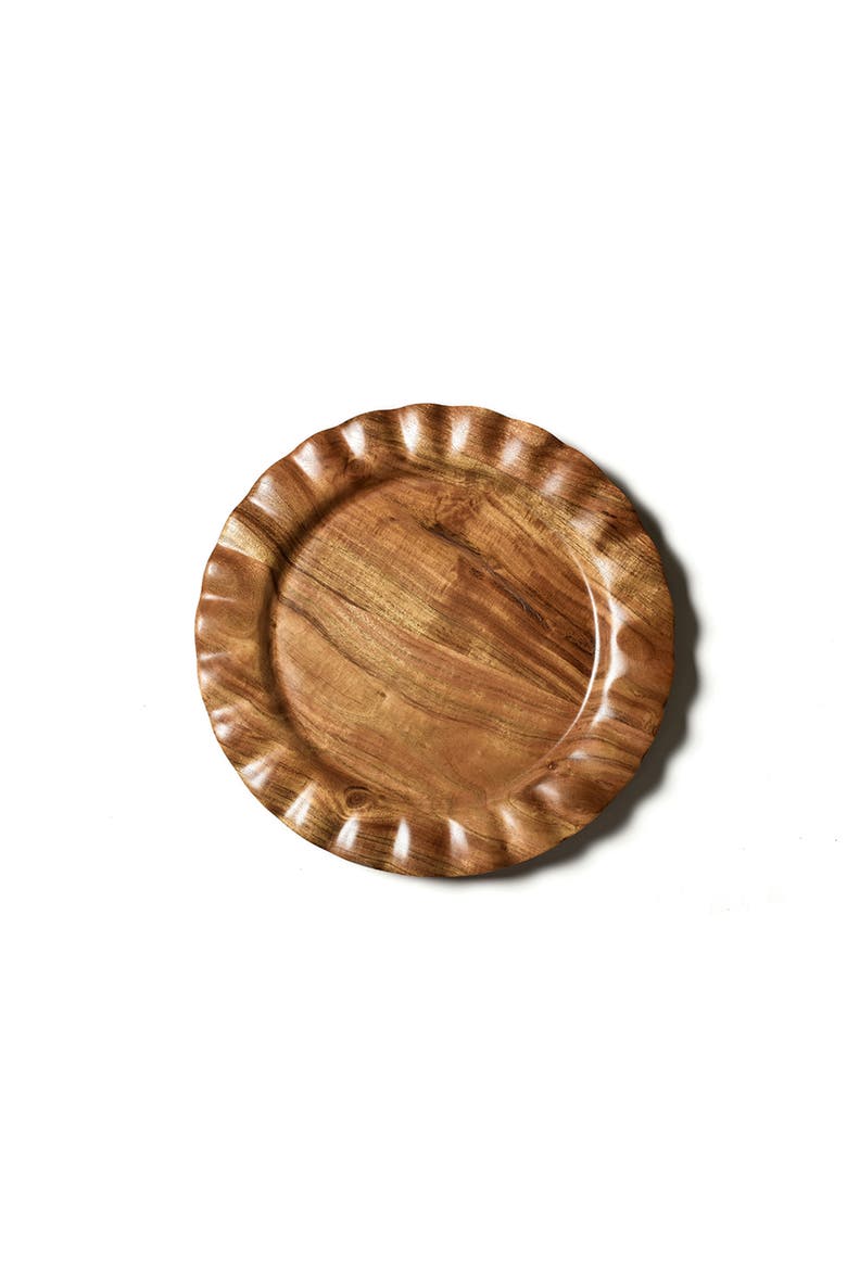 Fundamental Wood Ruffle Round Platter, Main, color, Brown