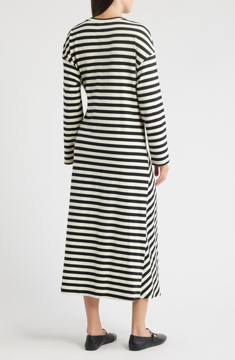 FRNCH Fenouil Directional Stripe Long Sleeve Dress, Alternate, color, Noir