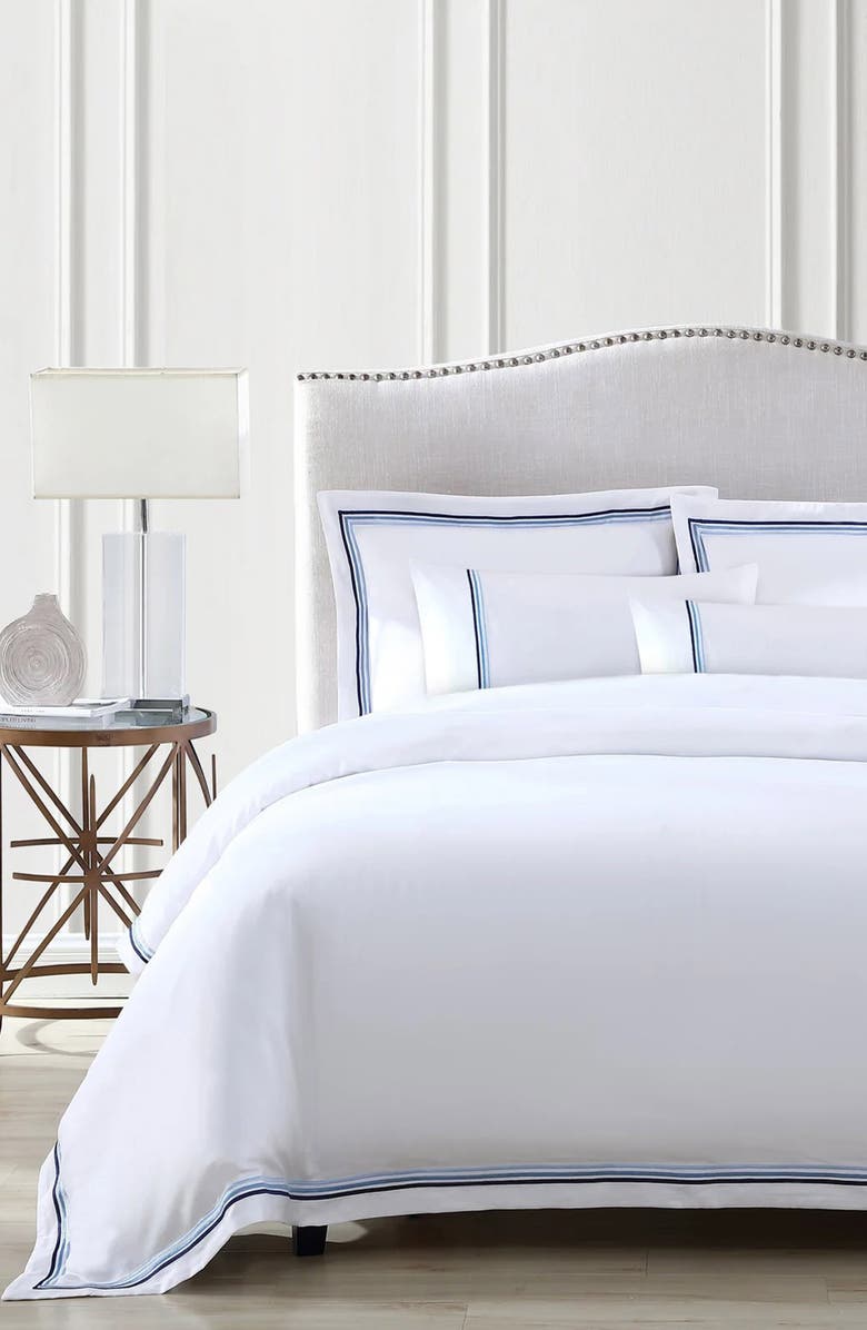 Pure Parima Egyptian Cotton Sateen Bratta Embroidery Triple Luxe Sateen 3-Piece Duvet Cover Set, Alternate, color,