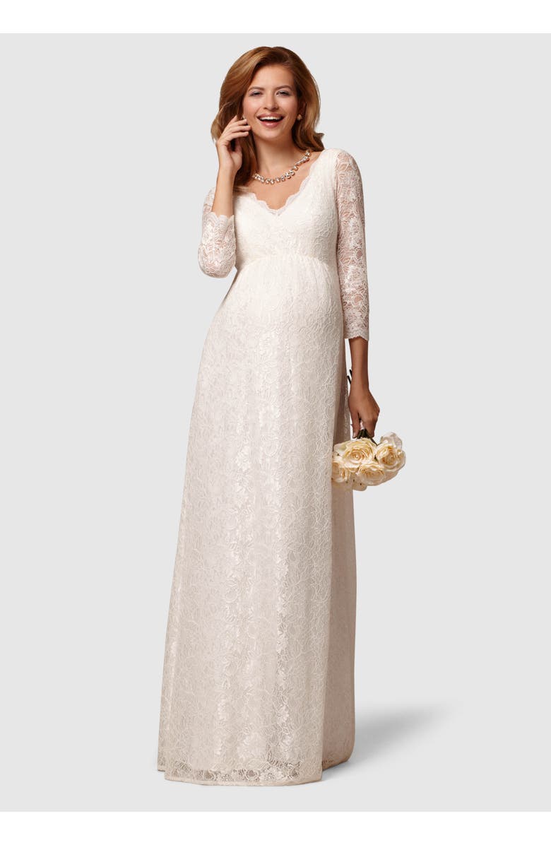 Tiffany Rose Maternity Chloe Lace Maternity Wedding Gown, Main, color, Ivory