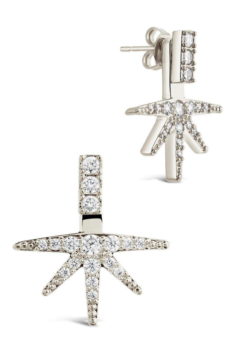 Pavé Starburst Ear Jackets, Alternate, color, SILVER