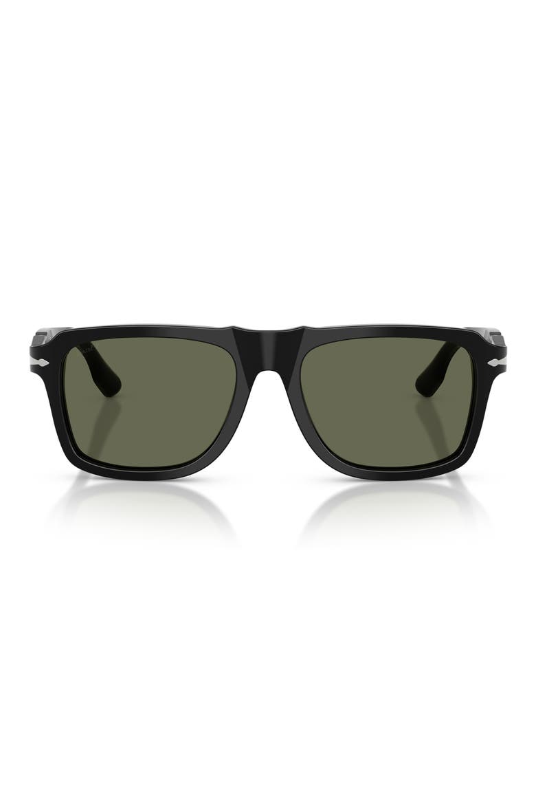 PO8002S 55mm Polarized Rectangle Sunglasses, Main, color, BLACK / POLAR GREEN
