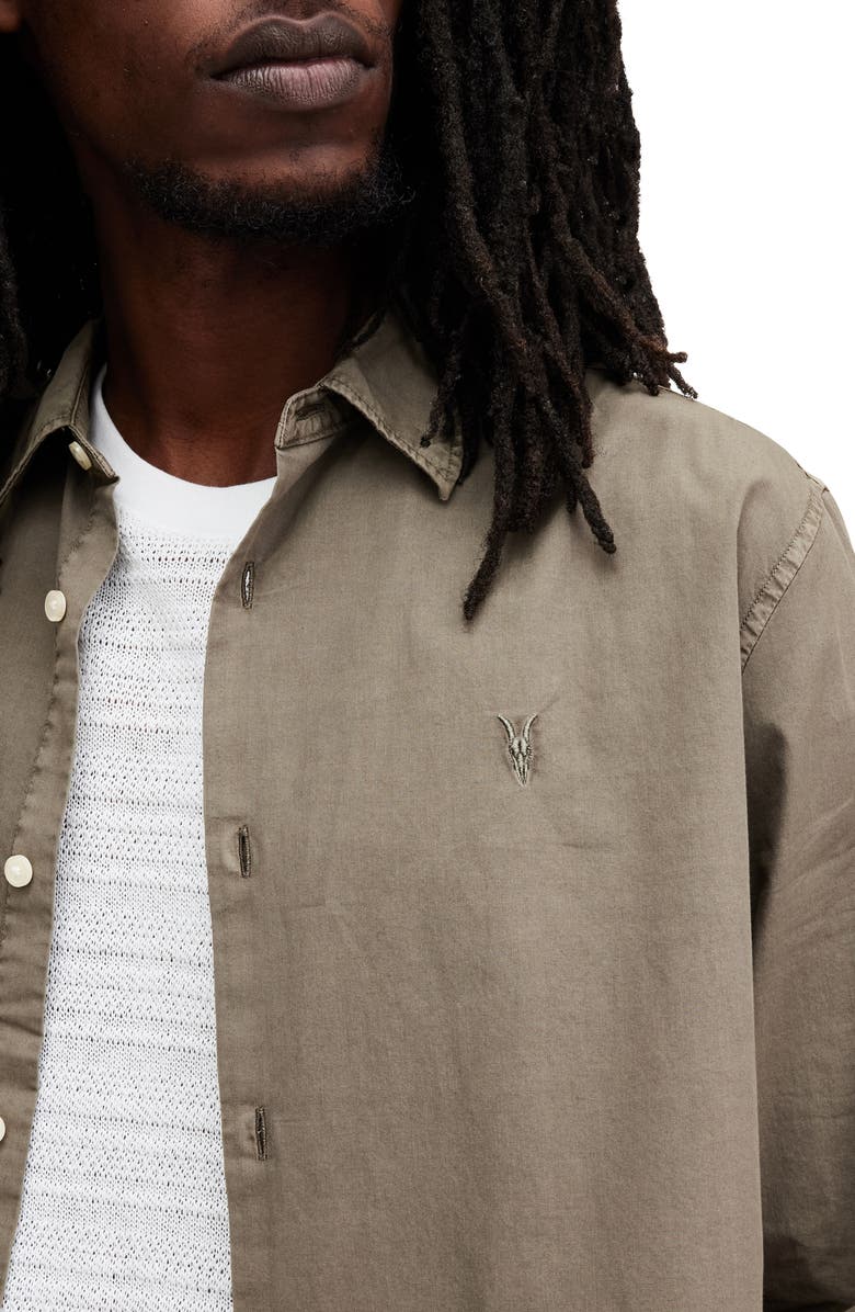 AllSaints Tahoe Button-Up Shirt, Alternate, color, Acre Brown