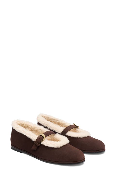 Sai Genuine Shearling Mary Jane Flat