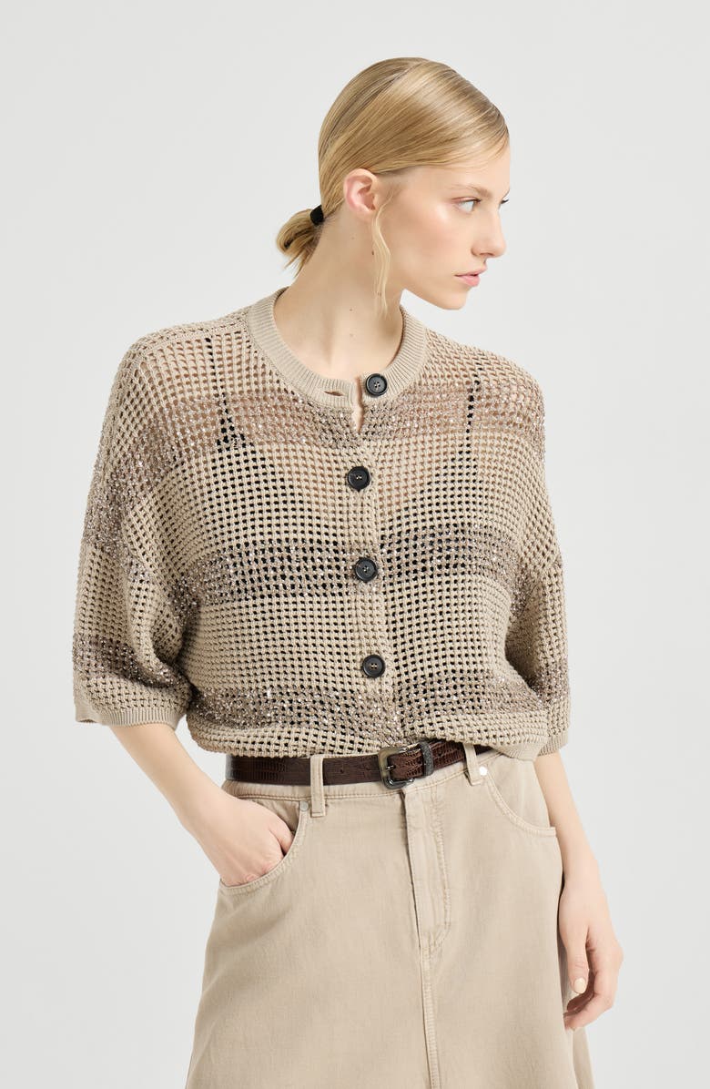 Brunello Cucinelli Cropped cardigan, Alternate, color, Sand