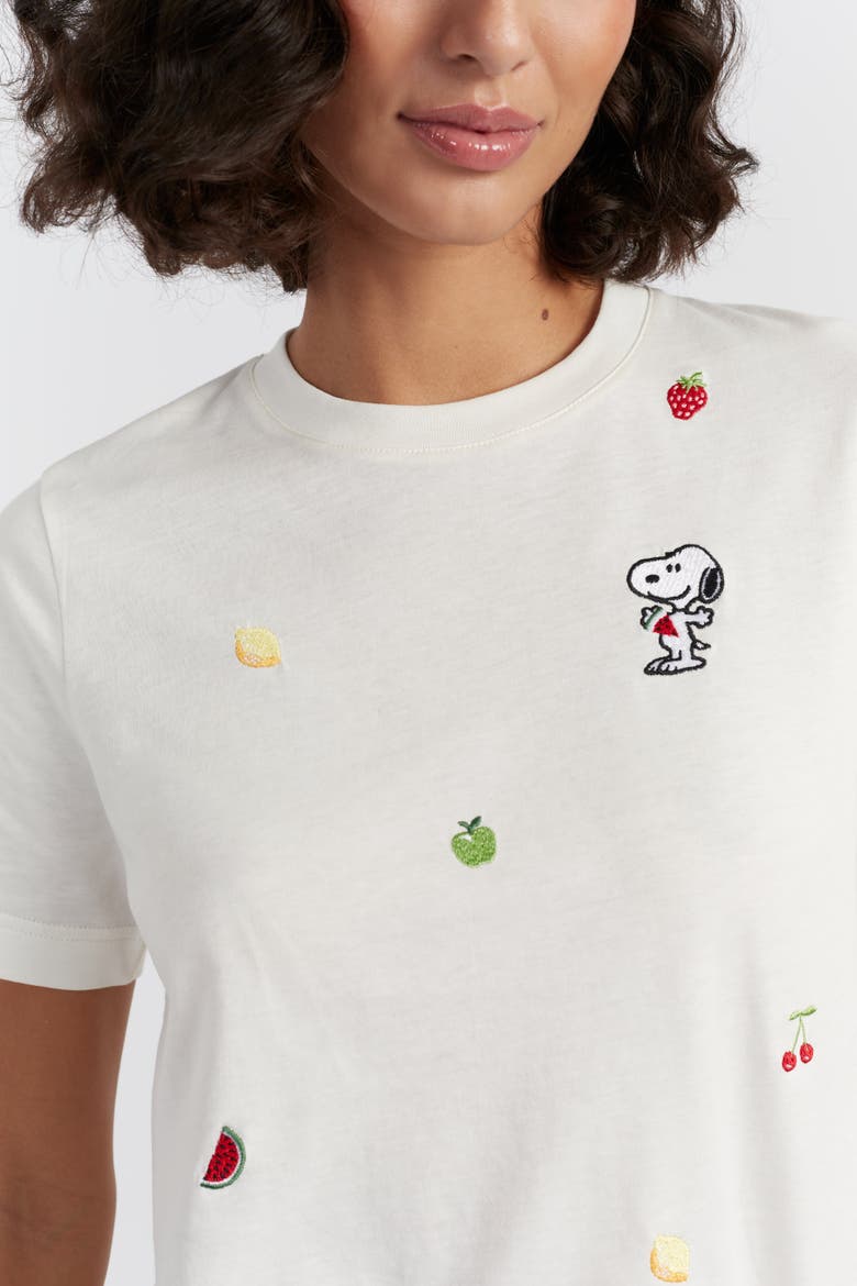 Cotton Snoopy Fruit T-Shirt, Alternate, color, Cream
