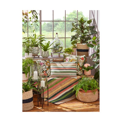 Tag Foliage Printed Glazed Terracotta Footed Planter Large In Multi