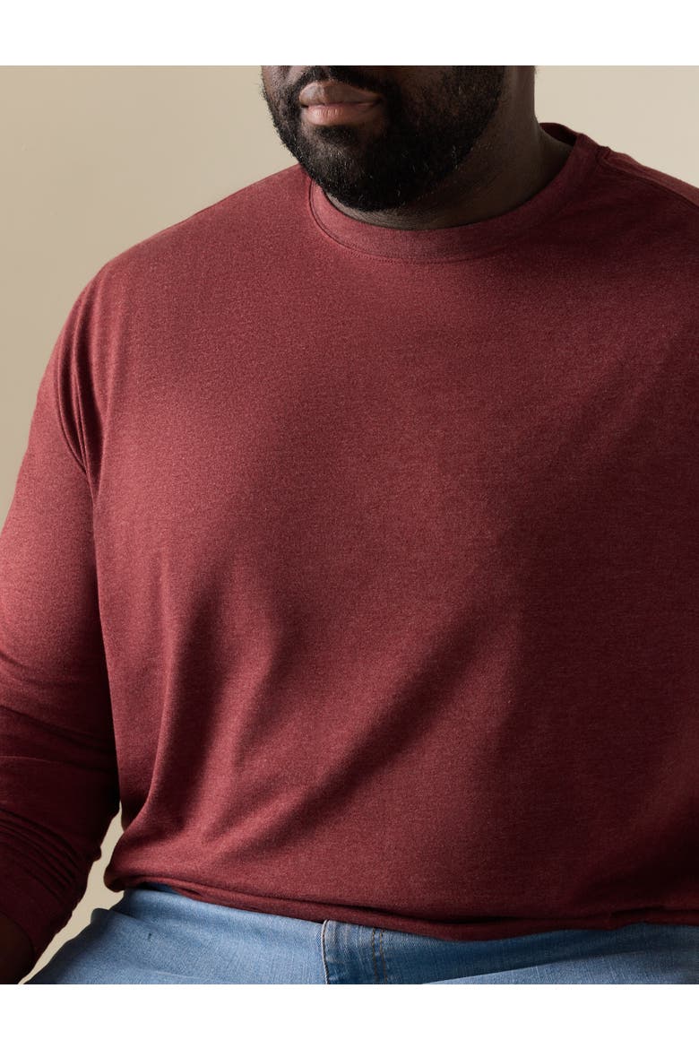 Big & Tall Moisture-wicking Long-sleeve T-shirt, Alternate, color, RUM RAISIN HTHR