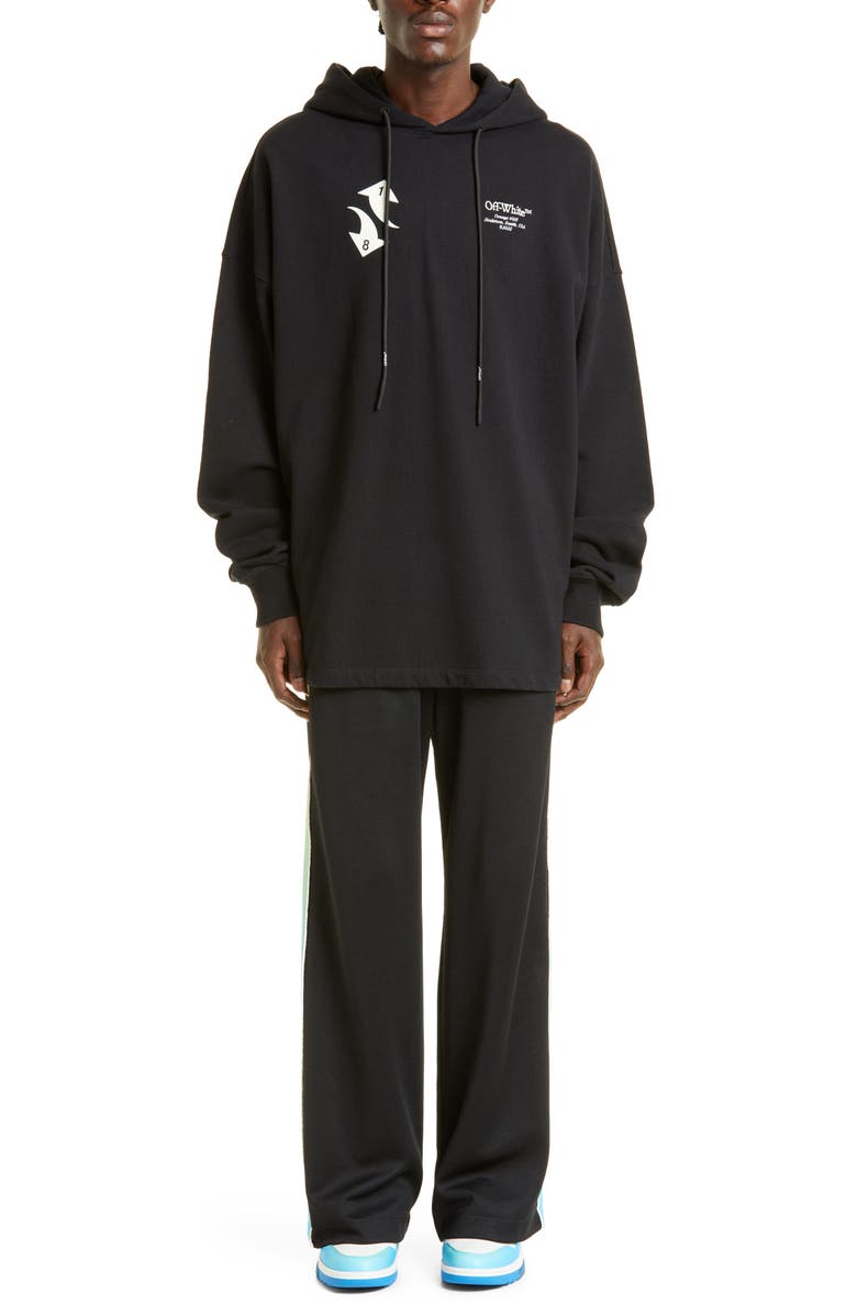 Off-White Embroidered Cotton Logo Hoodie, Alternate, color, 