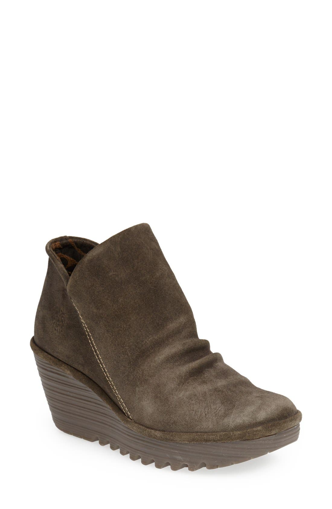 Yip Wedge Bootie, Main, color, SLUDGE SUEDE