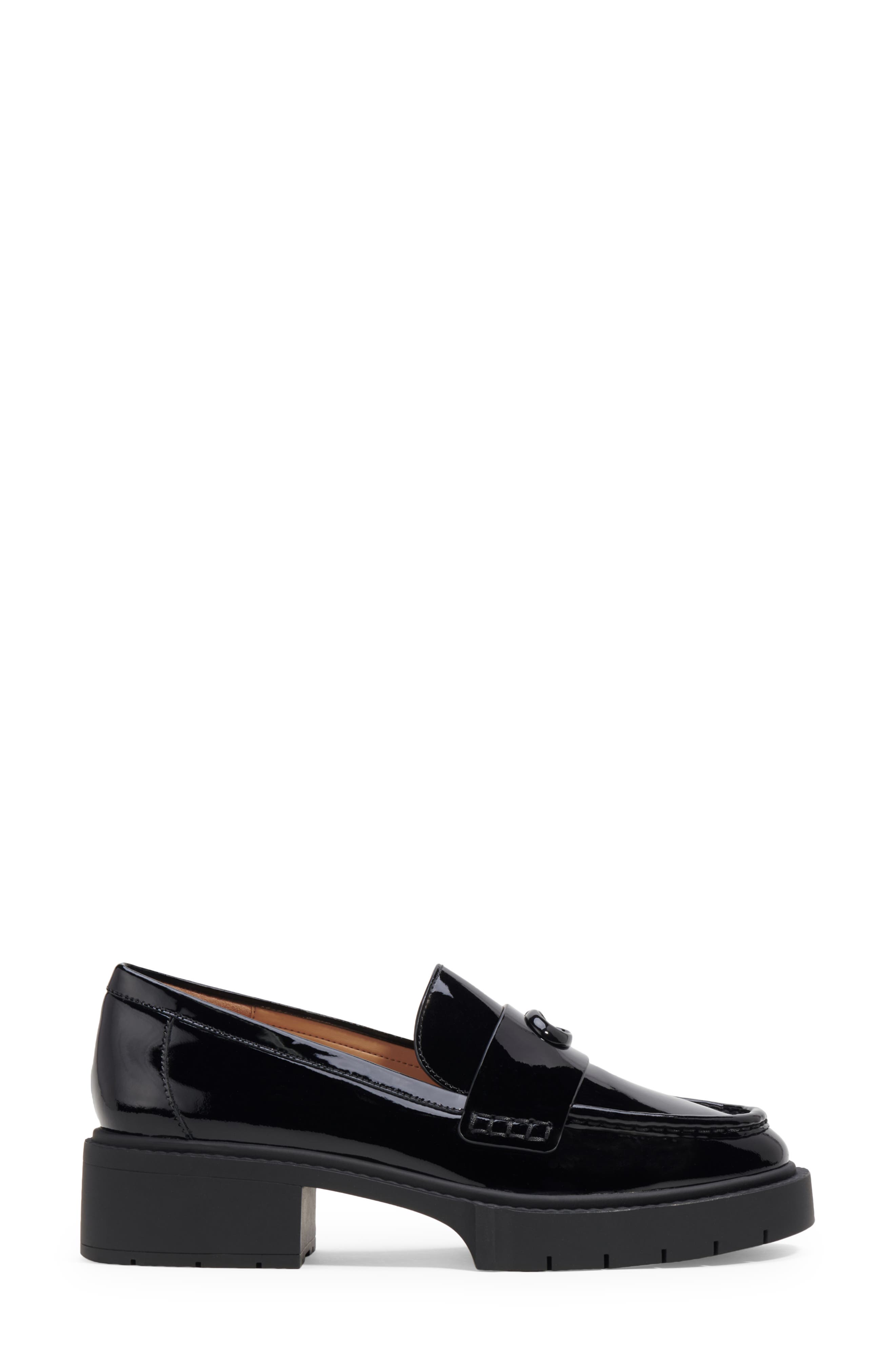 COACH Leah Platform Loafer, Alternate, color, Black Patent