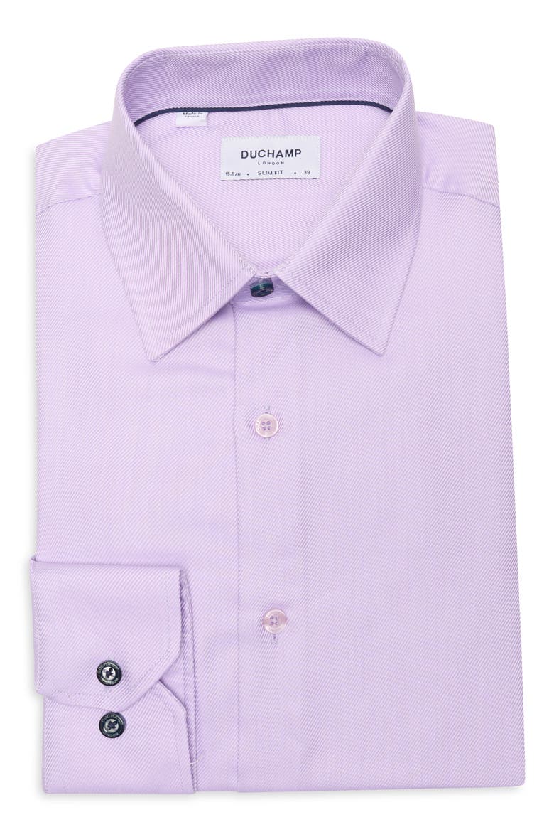 Slim Fit Textured Stretch Cotton Dress Shirt, Alternate, color, PURPLE
