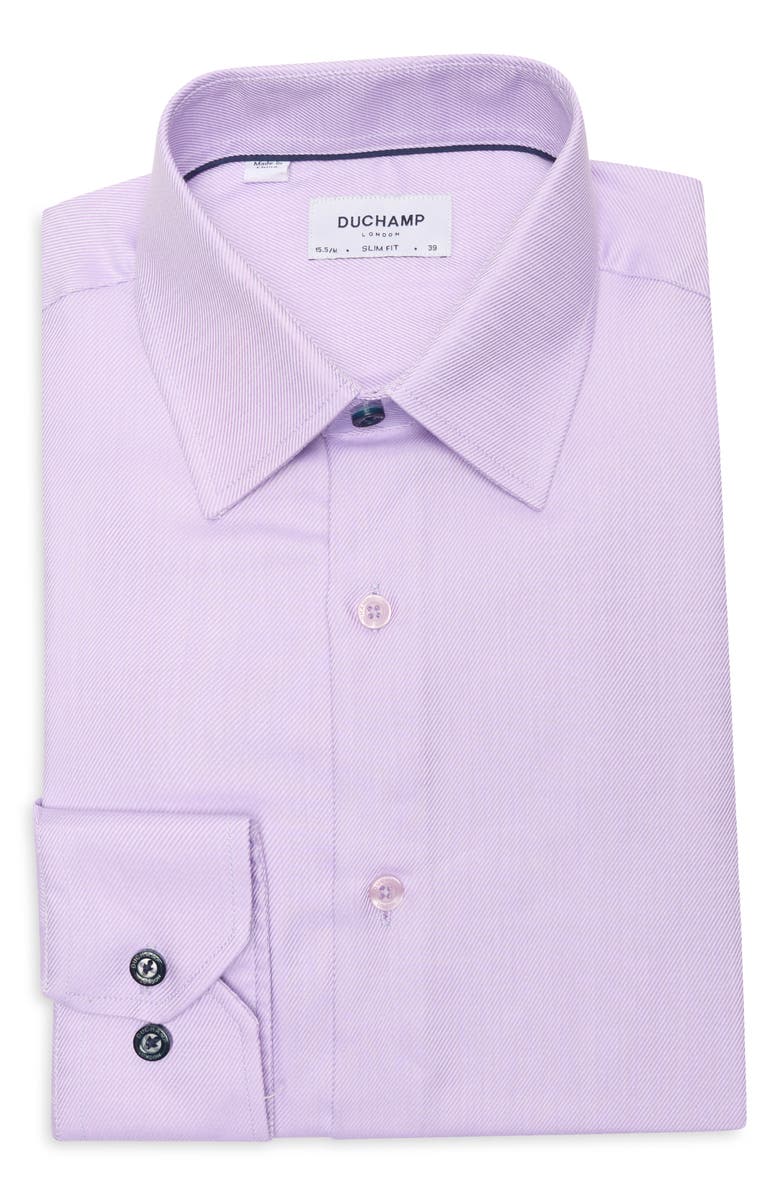 Duchamp Slim Fit Textured Stretch Cotton Dress Shirt, Alternate, color, Purple