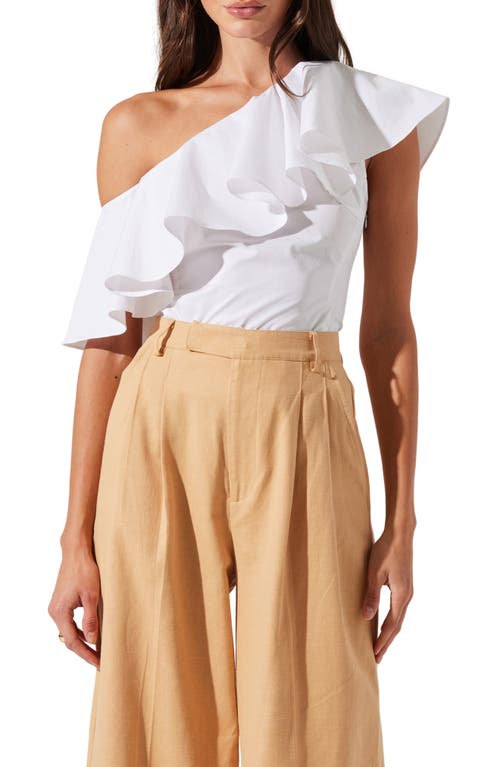 Astr The Label Felixia Ruffle Detail One-shoulder Cotton Top
