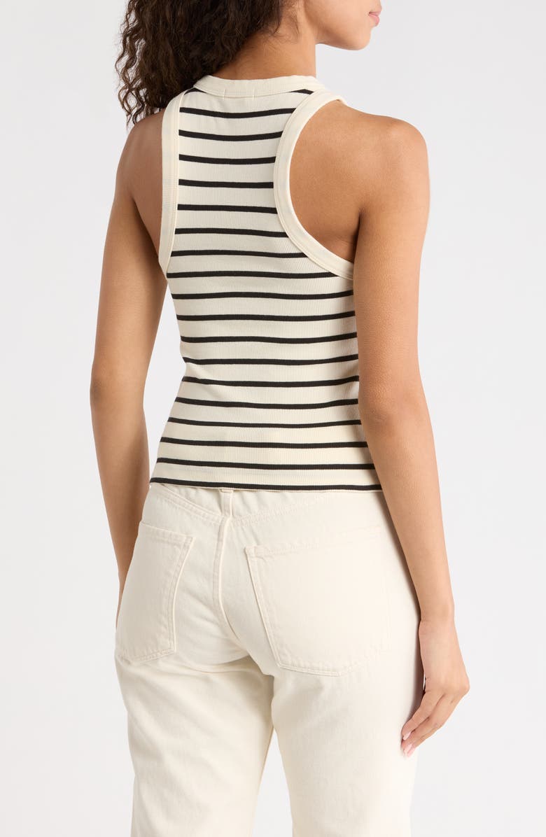 Marine Layer Lexi Stripe Rib Tank, Alternate, color, Cream And Black Stripe