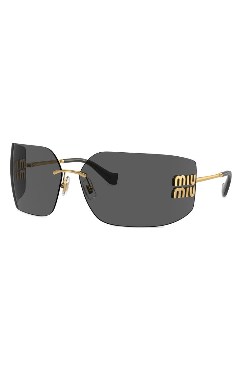 Miu Miu 80mm Oversize Irregular Sunglasses, Alternate, color, Gold/ Grey