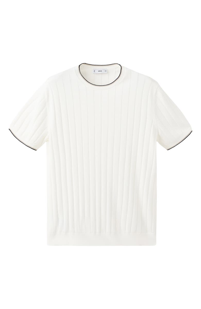 MANGO Rib Crewneck Shirt, Alternate, color, Off White
