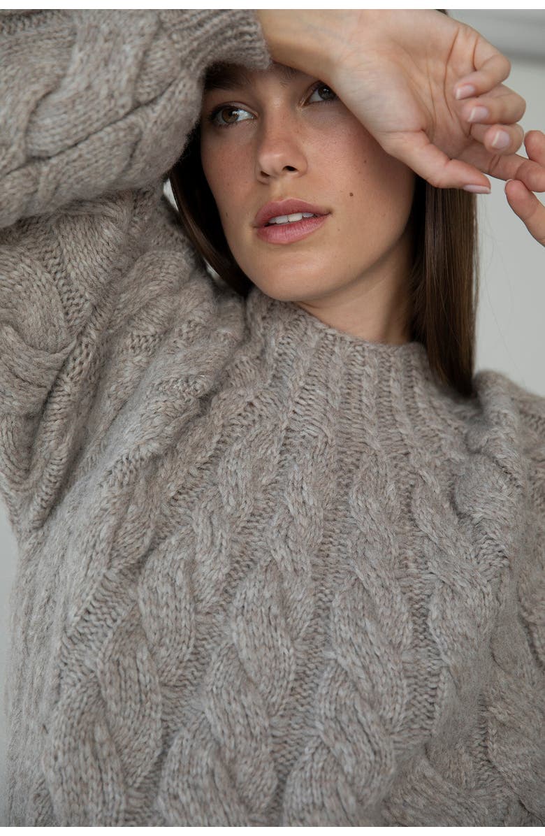 SSKEIN Tomo Mix Cable Handknit, Alternate, color, Oat Heather