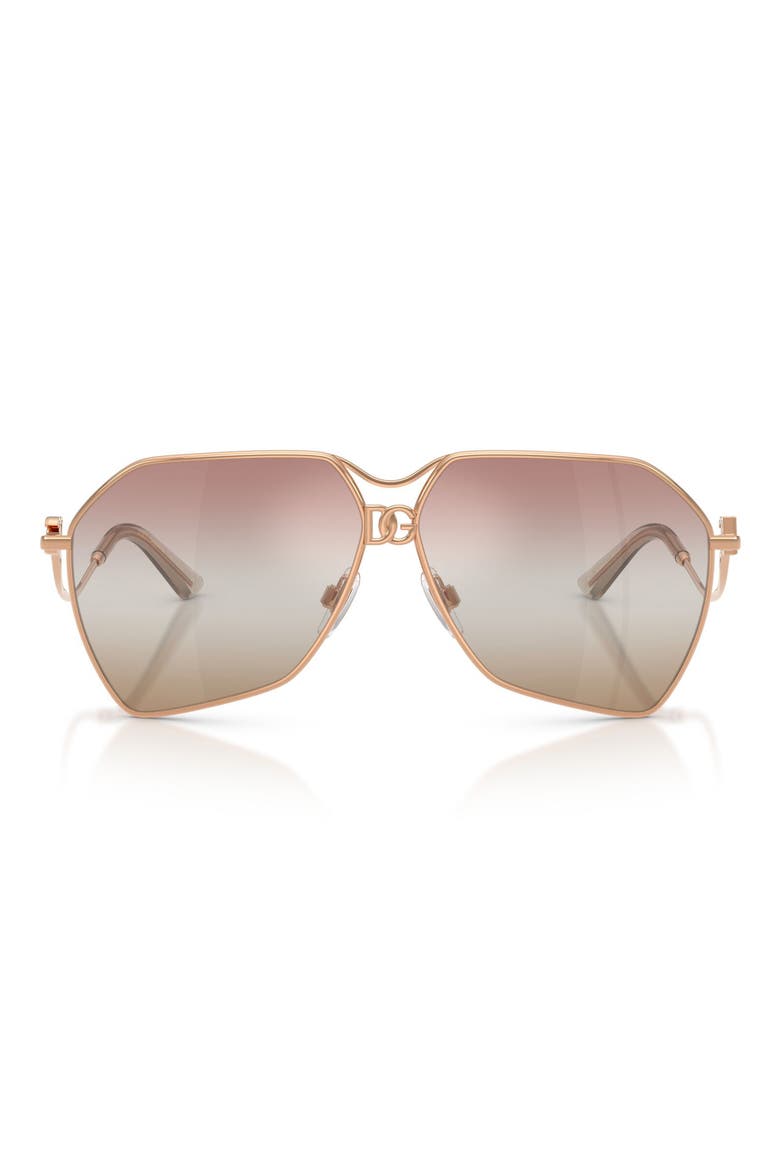 62mm Gradient Pilot Sunglasses, Main, color, ROSE GOLD / PINK BROWN