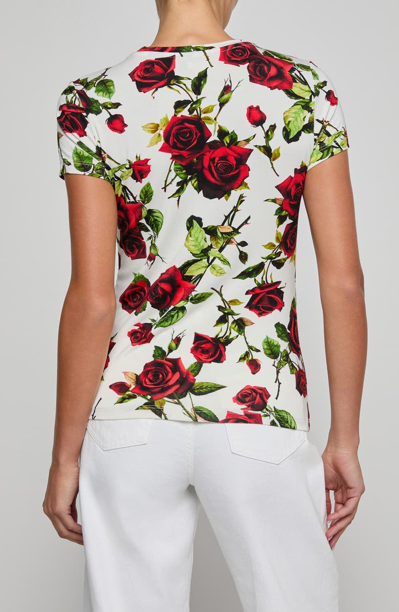 L'AGENCE Ressi Floral Print T-Shirt, Alternate, color, White/ Red Romantic Rose