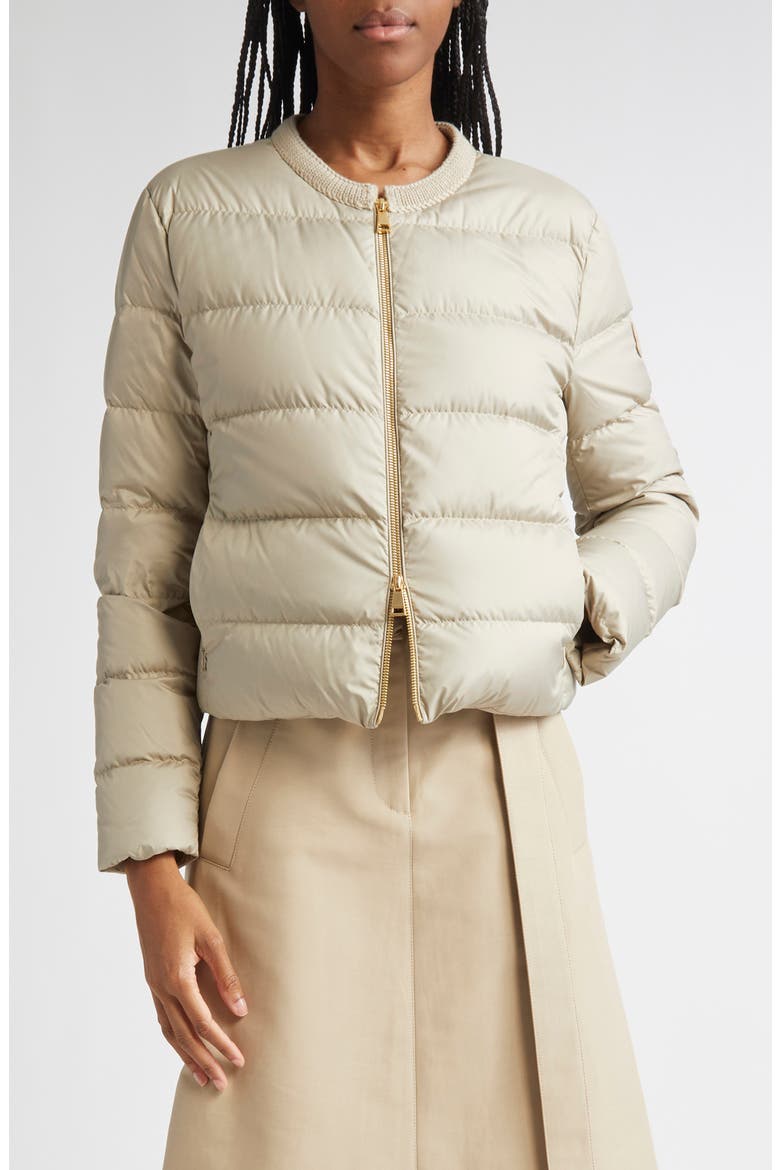 Mauvezin Mixed Media Down Puffer Jacket, Main, color, PEBBLE