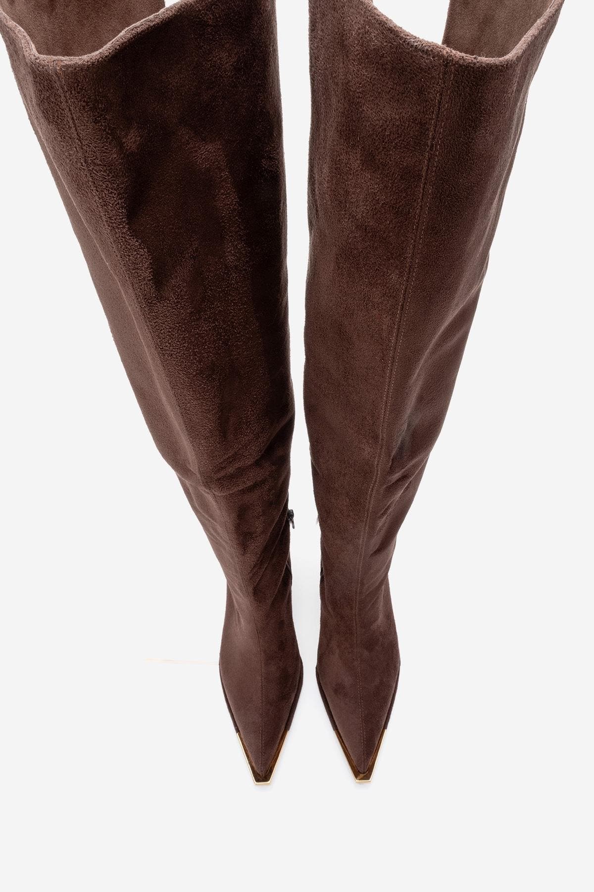 Prologue Shoes Vody Over The Knee Zip Stiletto Boot, Alternate, color, Brown Suede Faux Leather
