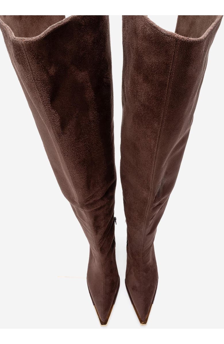 Prologue Shoes Vody Over The Knee Zip Stiletto Boot, Alternate, color, Brown Suede Faux Leather
