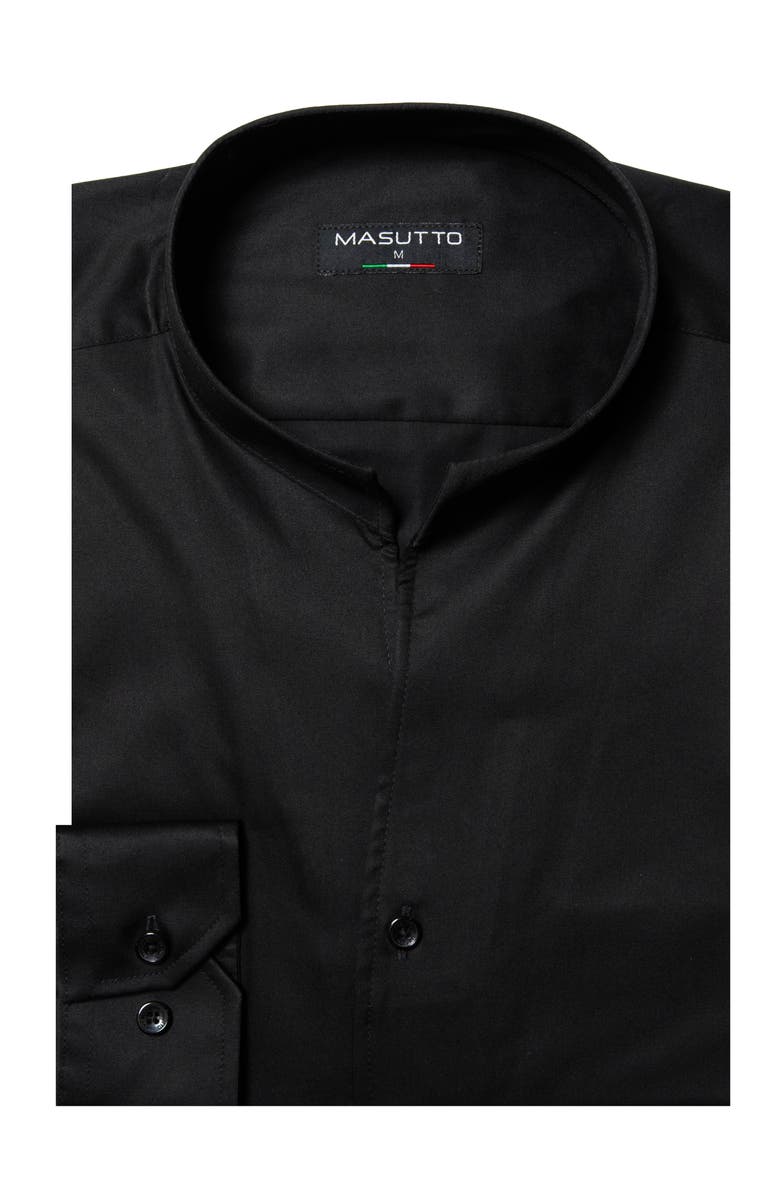 MASUTTO Tonali Stand collar Button-Up Long Sleeve Shirt, Alternate, color, Black