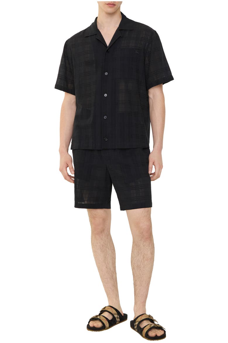 Check Cotton Voile Shorts, Main, color, Black