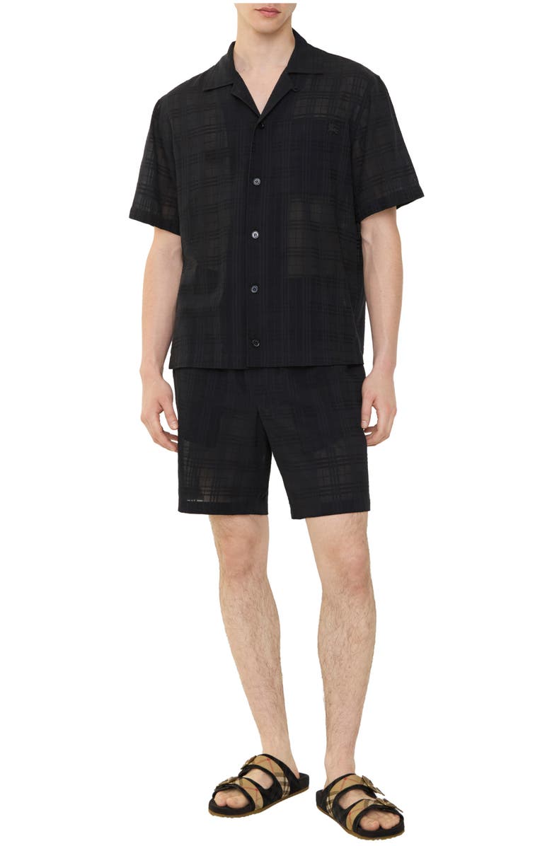 Burberry Check Cotton Voile Shorts, Main, color, Black
