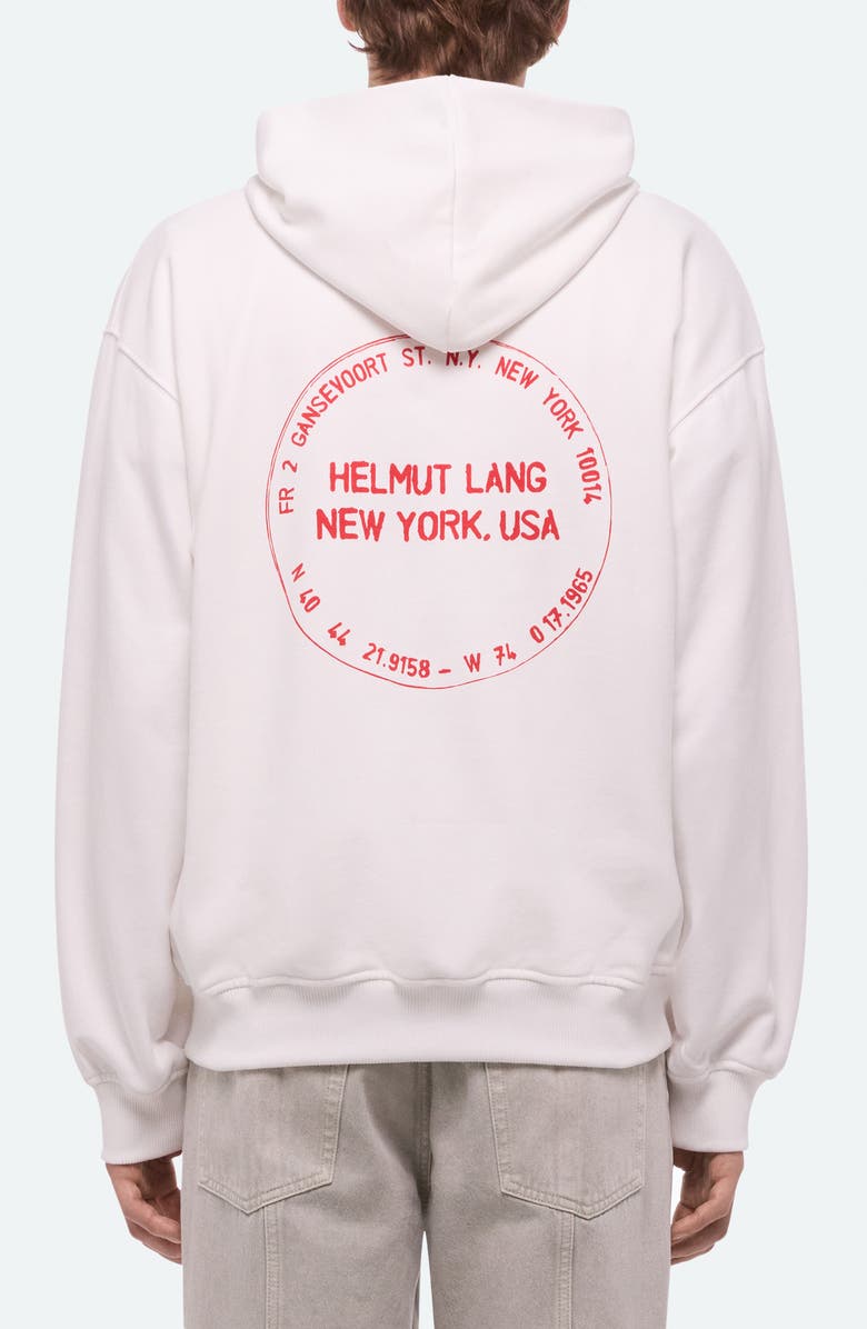Helmut Lang Stamp Cotton French Terry Pullover Hoodie, Alternate, color, Optic White