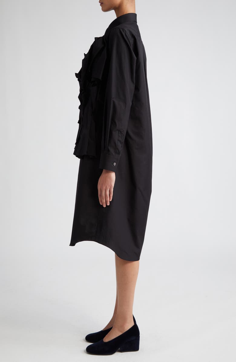 Comme des Garçons Ruffle Long Sleeve Cotton Broadcloth Shirtdress, Alternate, color, 