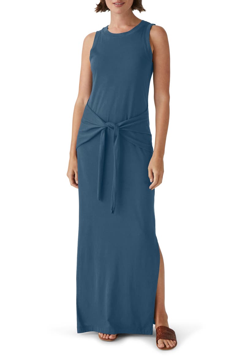 Solange Tie Waist Jersey Maxi Dress, Main, color, PEBBLE
