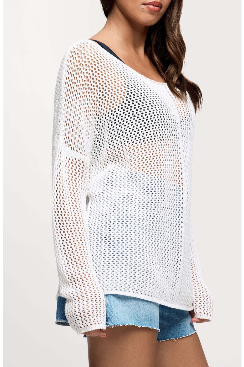 Summer Breeze Open Stitch Sweater, Alternate, color, WHITE