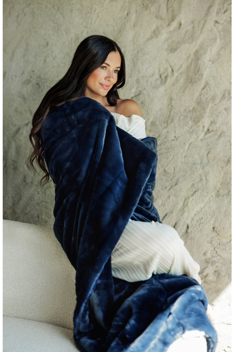 Plush Night Sky Blanket, Main, color, Blue