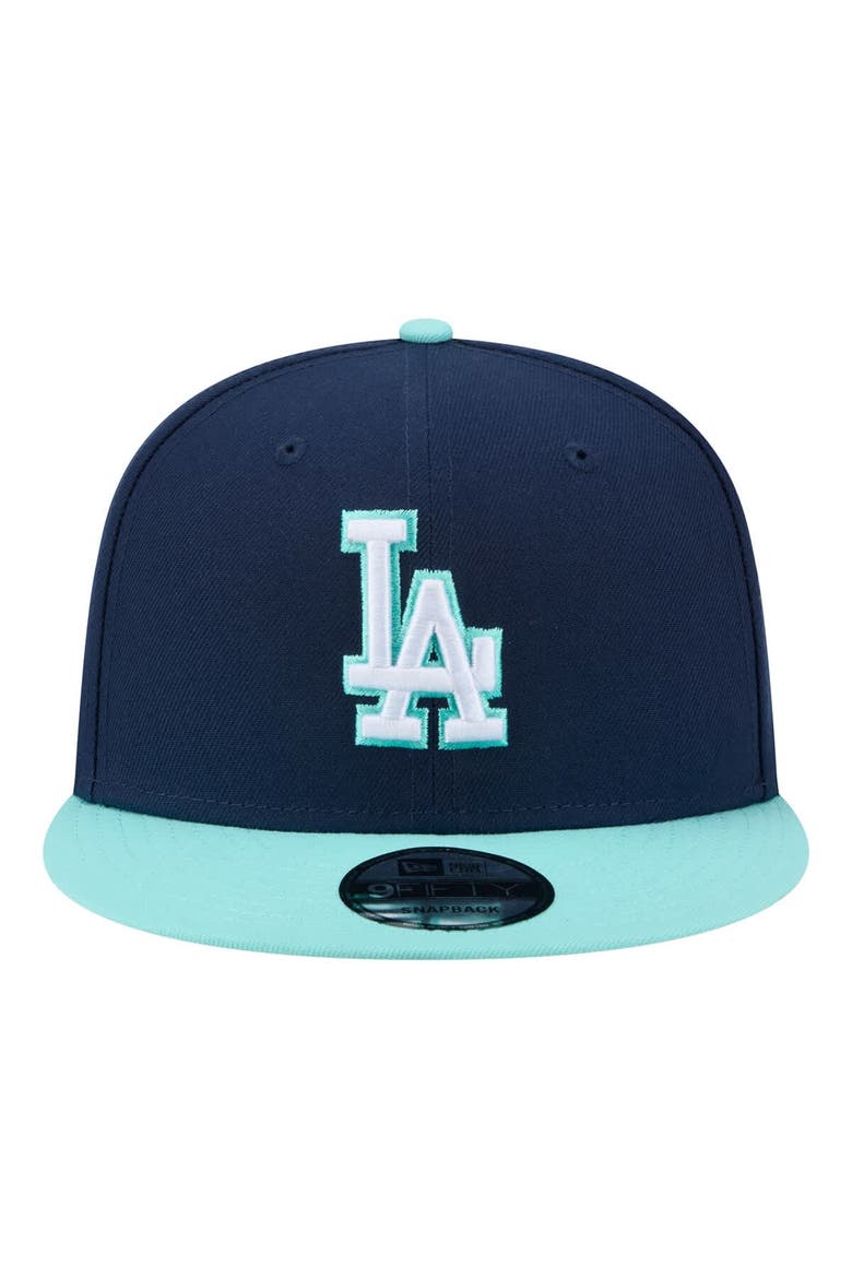 Men's New Era Navy/Turquoise Los Angeles Dodgers 2-Tone Color Pack 9FIFTY Snapback Hat, Alternate, color, Navy