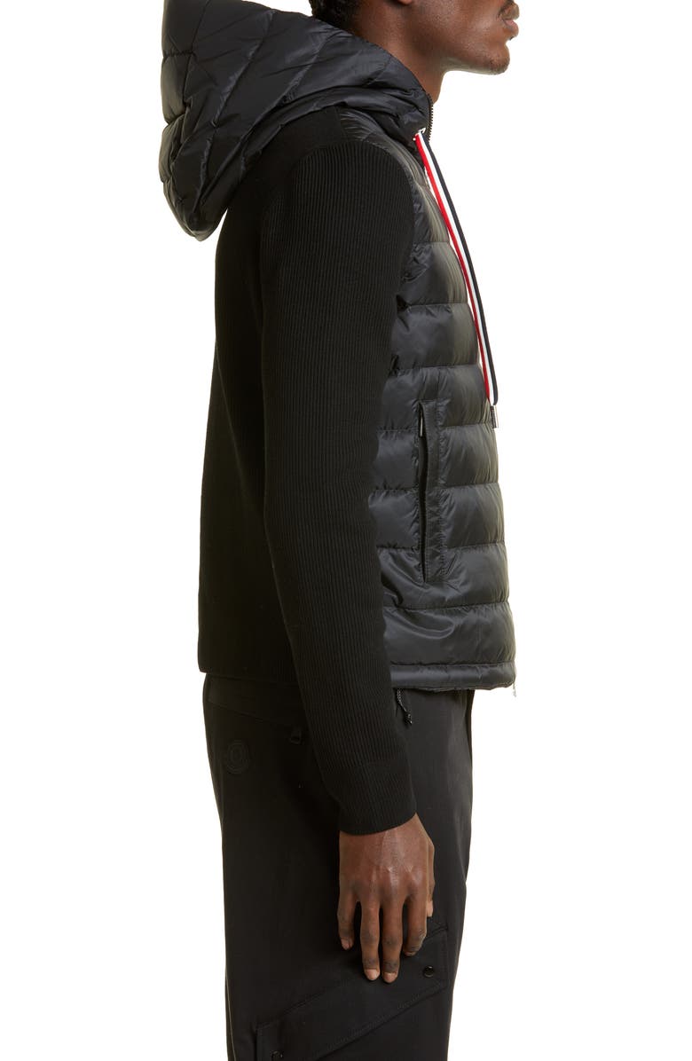 Moncler Quilted Down & Knit Cardigan, Alternate, color, 