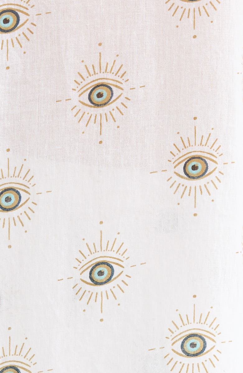 Elan Evil Eye Print Button-Up Cover-Up Shirt, Alternate, color, White Evil Eye