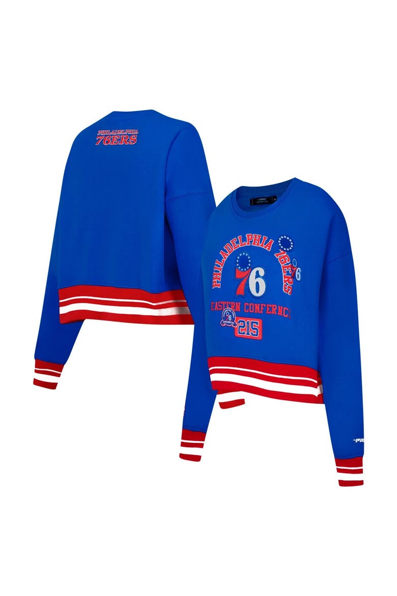 Women's Pro Standard Royal Philadelphia 76ers Area Code Cropped Pullover Sweatshirt, Main, color, Royal