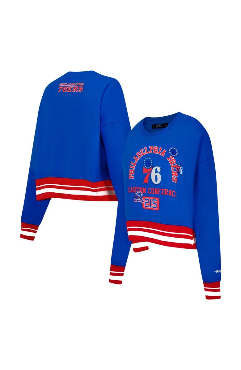 PRO STANDARD Women's Pro Standard Royal Philadelphia 76ers Area Code Cropped Pullover Sweatshirt, Main, color, Royal