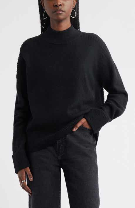 Treasure & Bond Rib Detail Mock Neck Sweater