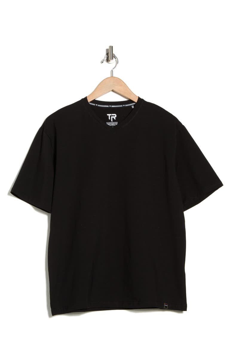 T.R. PREMIUM Oversize Stretch Cotton T-Shirt, Main, color, Black