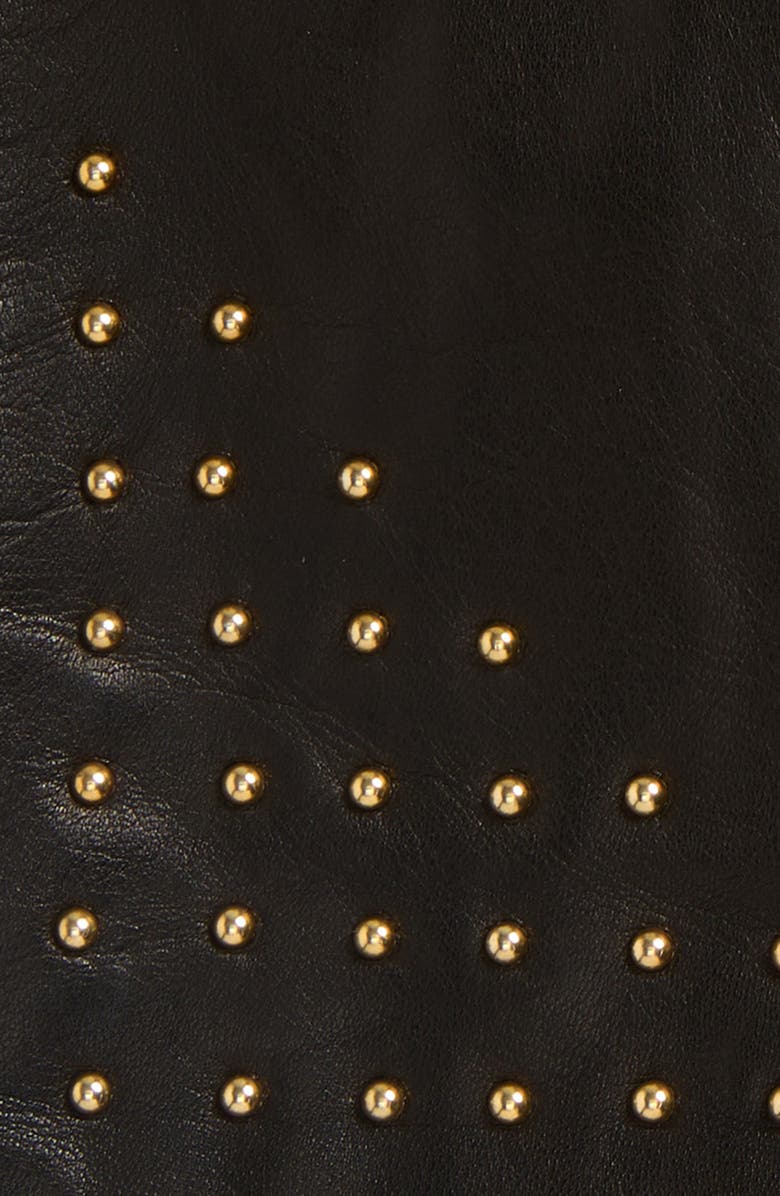 Paula Rowan Winnie Wood Silk Lined Leather Gloves, Alternate, color, Black / Gold