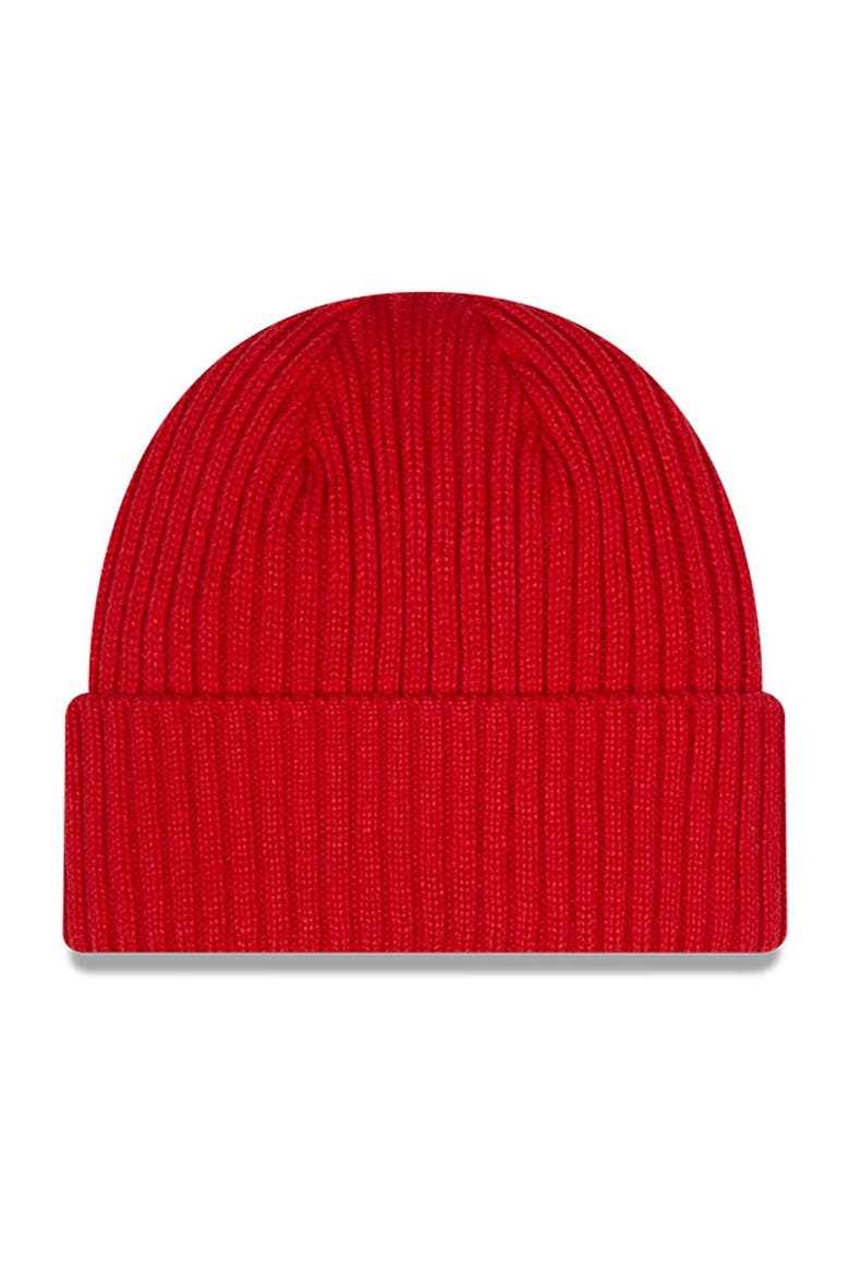 Youth New Era Red New England Patriots Core Classic Cuffed Knit Hat, Alternate, color, Red