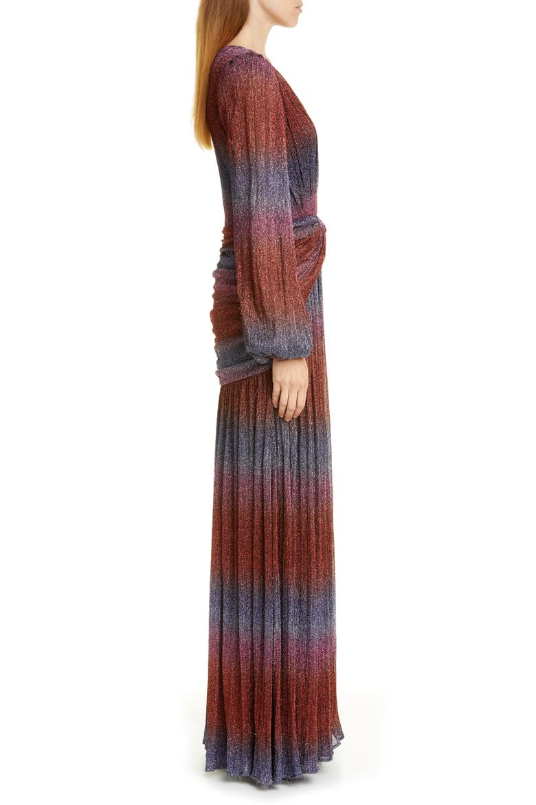 Rainbow Wrap Long Sleeve Gown, Alternate, color, MULTI
