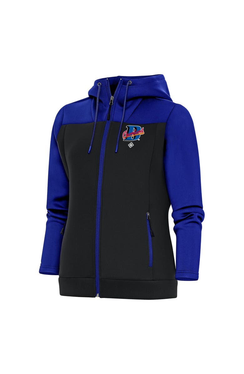 ANTIGUA Women's Antigua Royal/Charcoal Cleveland Buckeyes Protect Full-Zip Hoodie Jacket, Main, color,