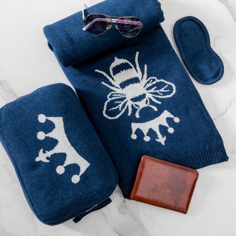 Queen Bee Organic Cotton Travel Blanket and Eye Mask Set